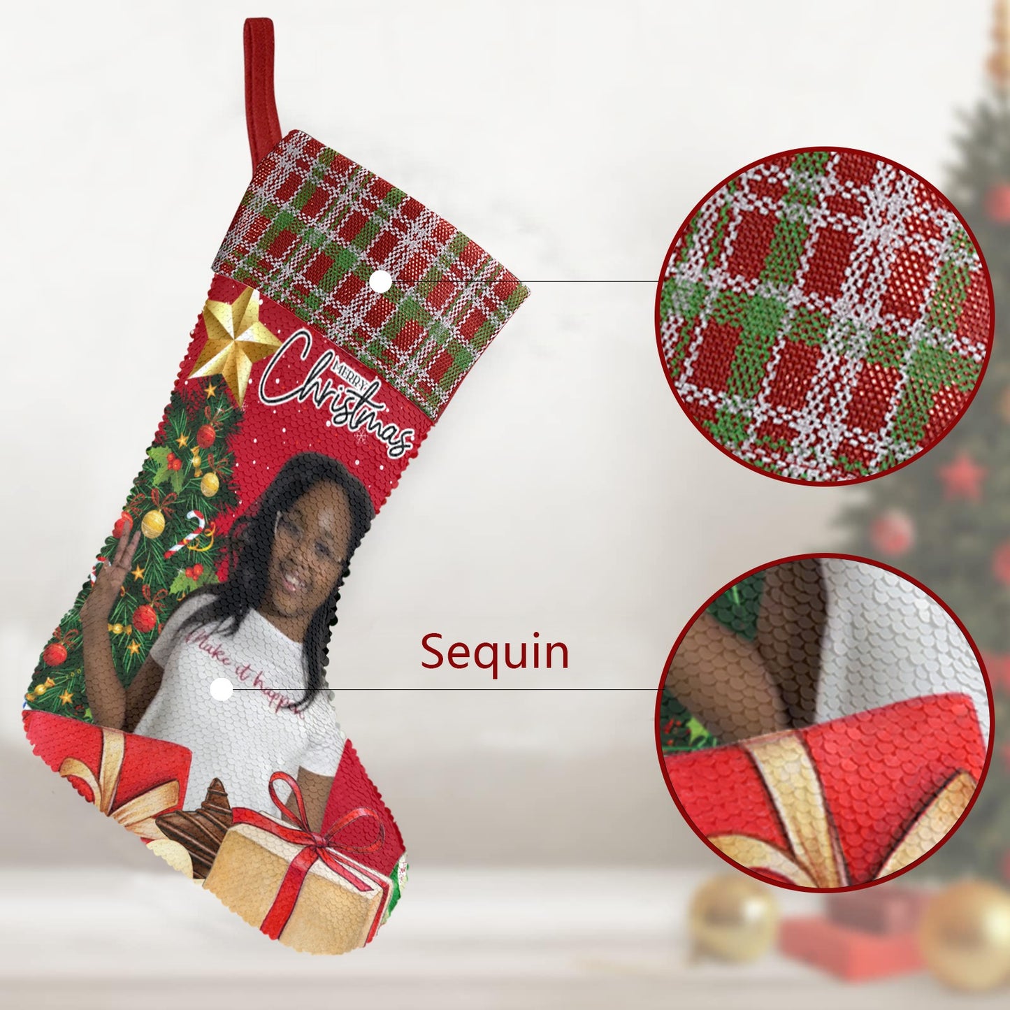 Custom Sequin Christmas Stocking
