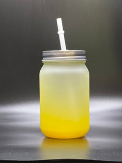 14oz. Sublimation Glass Mason Jar No Handle (Yellow)