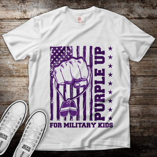 Youth Purple Up for Military Kids (White)