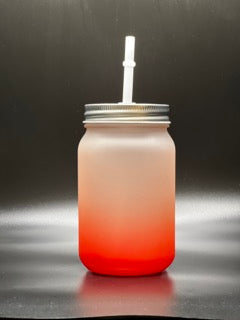 14oz. Sublimation Glass Mason Jar No Handle (Red)