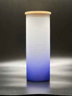 18oz. Ombre Sublimation Glass w/Bamboo Lid (Dark Blue)