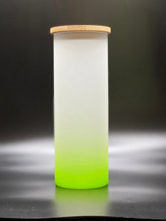18oz. Ombre Sublimation Glass w/Bamboo Lid (Green)