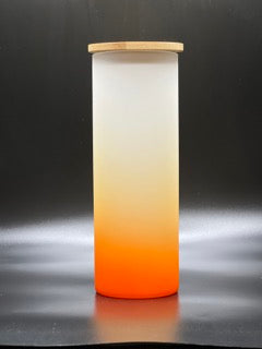 18oz. Ombre Sublimation Glass w/Bamboo Lid (Orange)