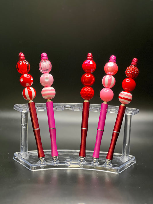 BUBBLEGUM BEADS PENS ASSORTED - RED & PINK