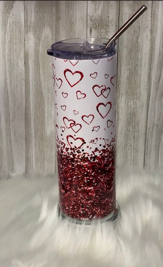 20OZ SKINNY TUMBLER - FLOATING HEARTS