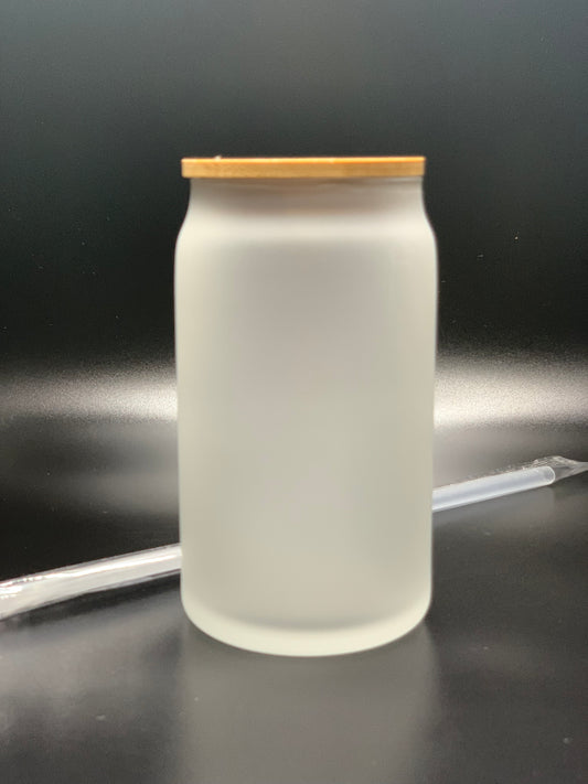 16OZ SUBLIMATION FROSTED COLA GLASS WITH BAMBOO LID